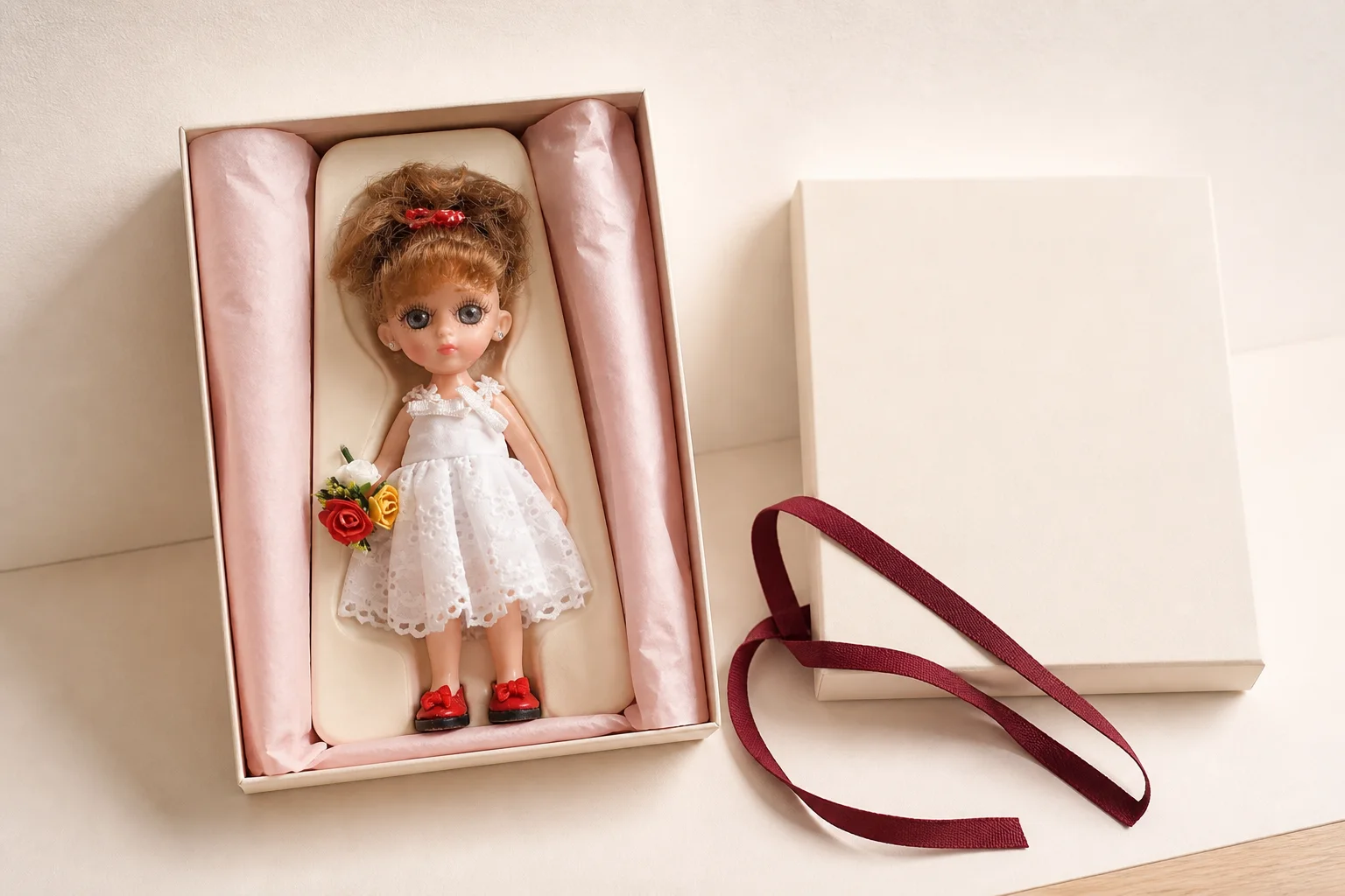 Presentación editorial de una muñeca Elis Doll como regalo